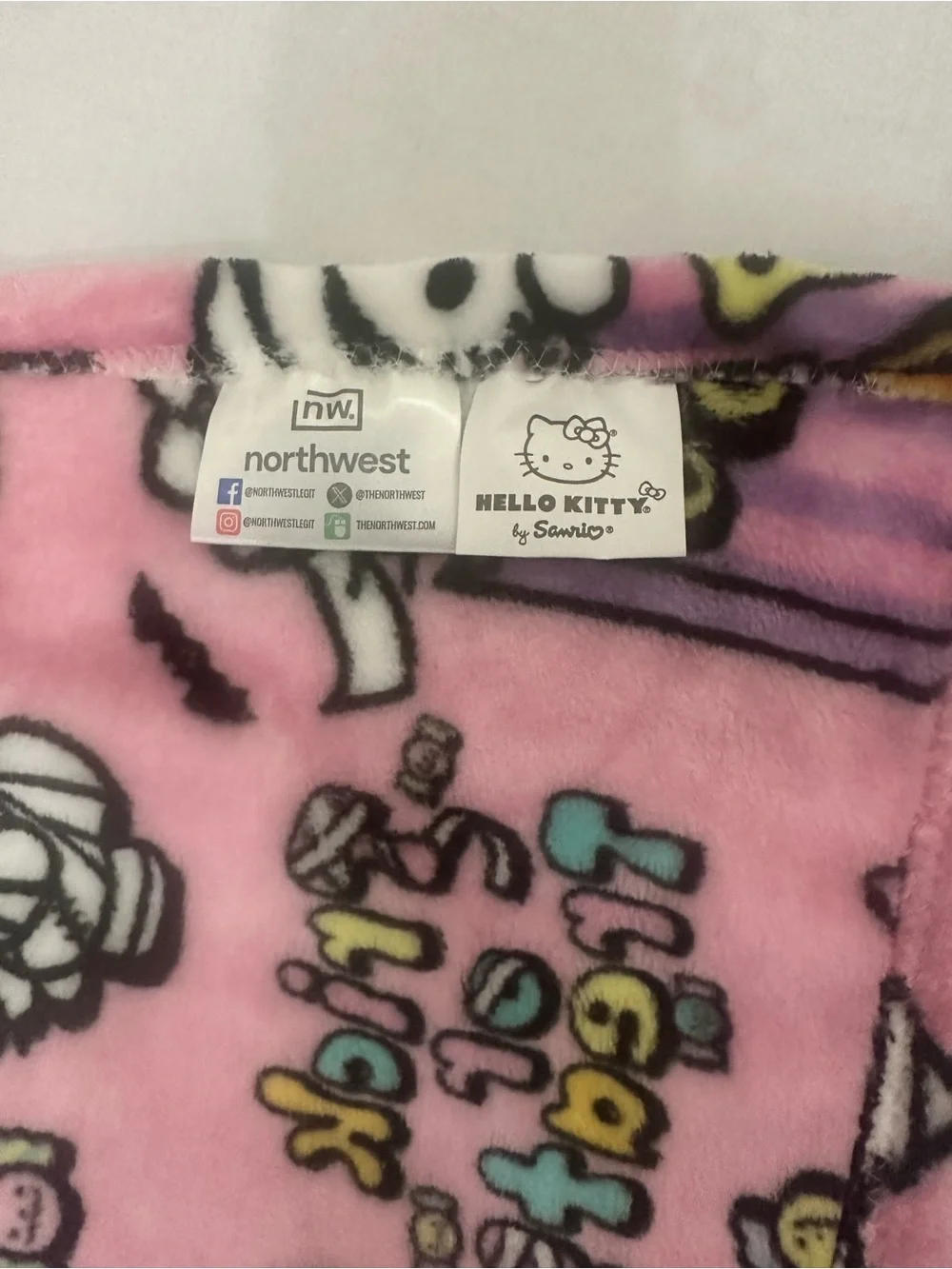 Hello Kitty Pink Halloween Throw Blanket - Trick or Treat Design